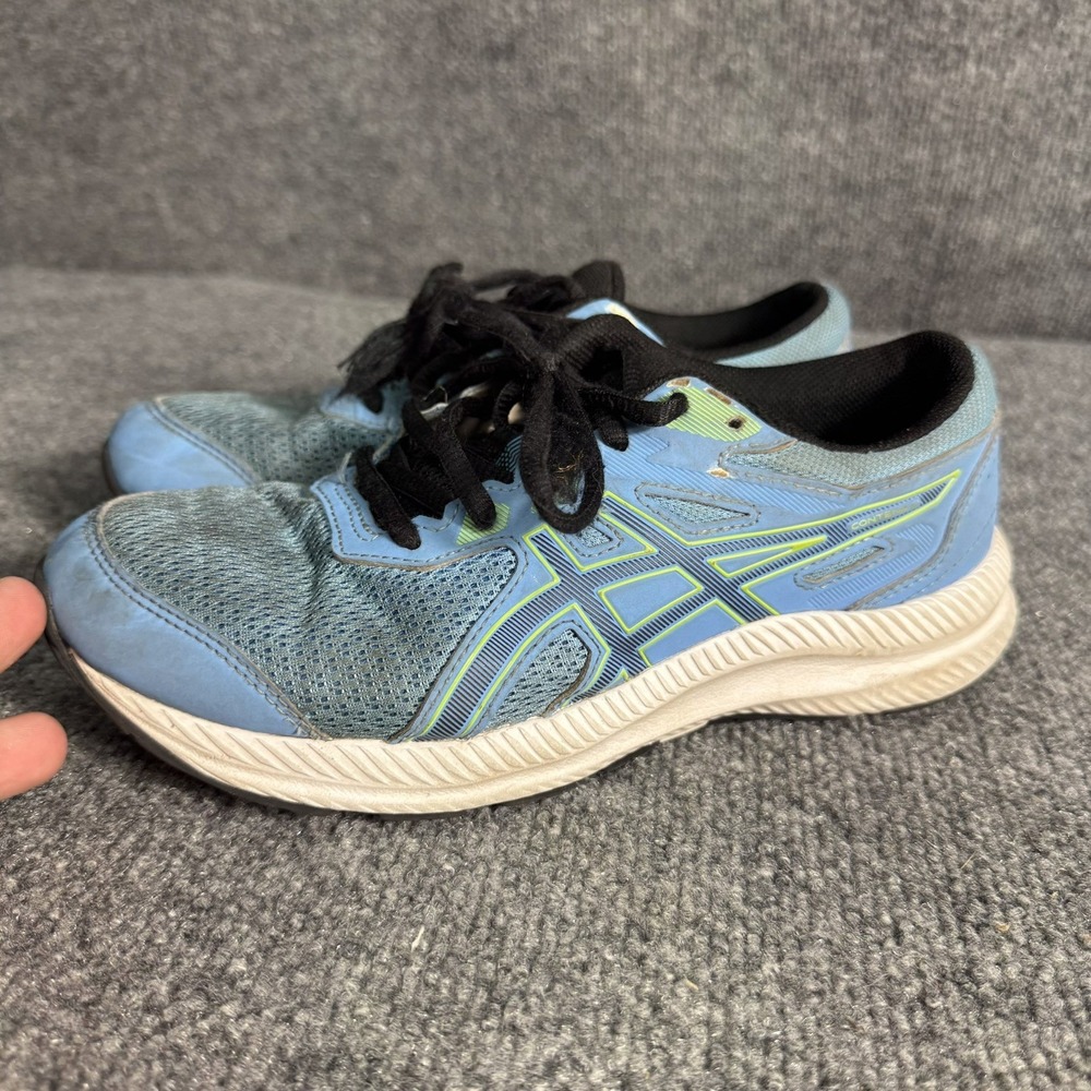 ASICS Contend 7 Running Shoes Men 5.5 Blue Lime Black Mesh 1014A259